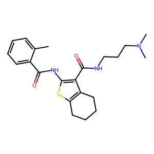 N-[3-(dimethylamino)propyl]-2-[(2-methylbenzoyl)amino]-4,5,6,7-tetrahydro-1-benzothiophene-3-carboxamide structure