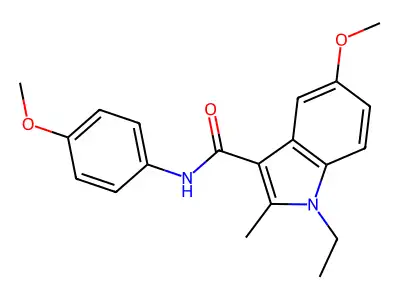 1-ethyl-5-methoxy-N-(4-methoxyphenyl)-2-methylindole-3-carboxamide structure