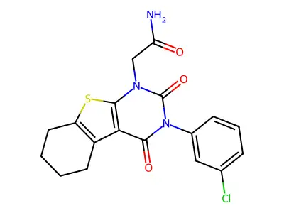 2-(3-(3-chlorophenyl)-2,4-dioxo-3,4,5,6,7,8-hexahydrobenzo[4,5]thieno[2,3-d]pyrimidin-1(2H)-yl)acetamide structure