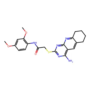2-[(4-amino-6,7,8,9-tetrahydropyrimido[4,5-b]quinolin-2-yl)sulfanyl]-N-(2,4-dimethoxyphenyl)acetamide structure
