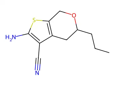 2-amino-5-propyl-4,7-dihydro-5H-thieno[2,3-c]pyran-3-carbonitrile structure