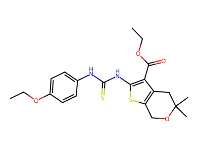 ethyl 2-[(4-ethoxyphenyl)carbamothioylamino]-5,5-dimethyl-4,7-dihydrothieno[2,3-c]pyran-3-carboxylate structure
