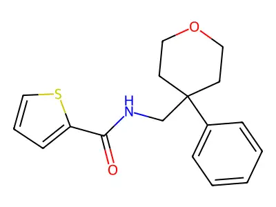 N-[(4-phenyloxan-4-yl)methyl]thiophene-2-carboxamide structure