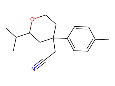 2-[4-(4-Methylphenyl)-2-propan-2-yloxan-4-yl]acetonitrile structure