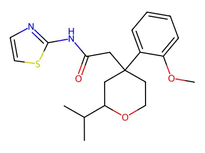 2-[4-(2-methoxyphenyl)-2-propan-2-yloxan-4-yl]-N-(1,3-thiazol-2-yl)acetamide structure