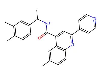 N-[1-(3,4-dimethylphenyl)ethyl]-6-methyl-2-pyridin-4-ylquinoline-4-carboxamide structure