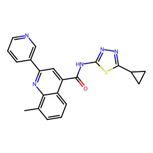 N-(5-cyclopropyl-1,3,4-thiadiazol-2-yl)-8-methyl-2-pyridin-3-ylquinoline-4-carboxamide structure