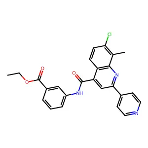 Ethyl 3-[(7-chloro-8-methyl-2-(4-pyridyl)-4-quinolyl)carbonylamino]benzoate structure