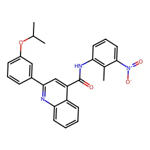 N-(2-methyl-3-nitrophenyl)-2-(3-propan-2-yloxyphenyl)quinoline-4-carboxamide structure