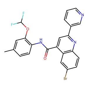 6-bromo-N-[2-(difluoromethoxy)-4-methylphenyl]-2-pyridin-3-ylquinoline-4-carboxamide structure