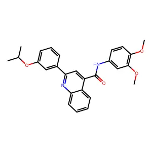 N-(3,4-dimethoxyphenyl)-2-(3-propan-2-yloxyphenyl)quinoline-4-carboxamide structure