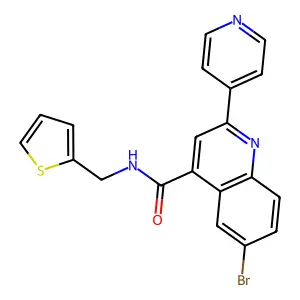 6-bromo-2-pyridin-4-yl-N-(thiophen-2-ylmethyl)quinoline-4-carboxamide structure