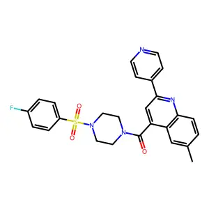 [4-(4-fluorophenyl)sulfonylpiperazin-1-yl]-(6-methyl-2-pyridin-4-ylquinolin-4-yl)methanone structure