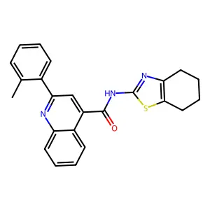 2-(2-methylphenyl)-N-(4,5,6,7-tetrahydro-1,3-benzothiazol-2-yl)quinoline-4-carboxamide structure