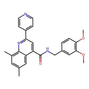 N-(3,4-dimethoxybenzyl)-6,8-dimethyl-2-(4-pyridinyl)-4-quinolinecarboxamide structure