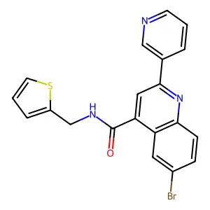 6-bromo-2-pyridin-3-yl-N-(thiophen-2-ylmethyl)quinoline-4-carboxamide structure