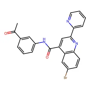 N-(3-acetylphenyl)-6-bromo-2-pyridin-2-ylquinoline-4-carboxamide structure
