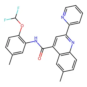 N-[2-(difluoromethoxy)-5-methylphenyl]-6-methyl-2-(pyridin-2-yl)quinoline-4-carboxamide structure