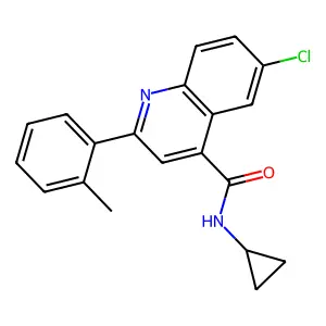 6-chloro-N-cyclopropyl-2-(2-methylphenyl)quinoline-4-carboxamide structure