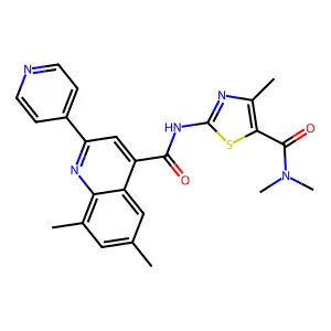 2-[(6,8-dimethyl-2-pyridin-4-ylquinoline-4-carbonyl)amino]-N,N,4-trimethyl-1,3-thiazole-5-carboxamide structure