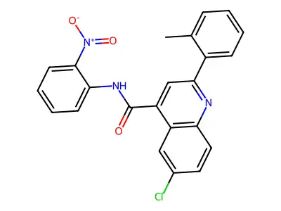 6-chloro-2-(2-methylphenyl)-N-(2-nitrophenyl)quinoline-4-carboxamide structure