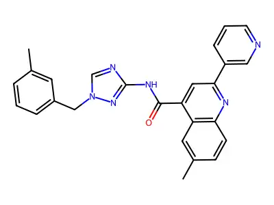 6-methyl-N-{1-[(3-methylphenyl)methyl]-1H-1,2,4-triazol-3-yl}-2-(pyridin-3-yl)quinoline-4-carboxamide structure