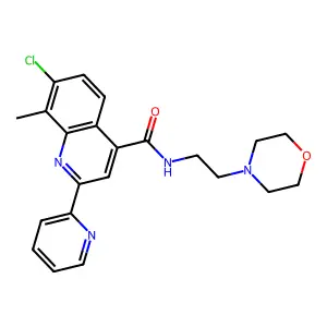 7-chloro-8-methyl-N-(2-morpholin-4-ylethyl)-2-pyridin-2-ylquinoline-4-carboxamide structure
