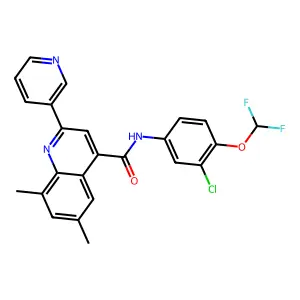 N-[3-chloro-4-(difluoromethoxy)phenyl]-6,8-dimethyl-2-pyridin-3-ylquinoline-4-carboxamide structure