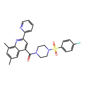 (6,8-dimethyl-2-pyridin-2-ylquinolin-4-yl)-[4-(4-fluorophenyl)sulfonylpiperazin-1-yl]methanone structure