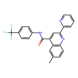 6-methyl-2-pyridin-2-yl-N-[4-(trifluoromethyl)phenyl]quinoline-4-carboxamide structure