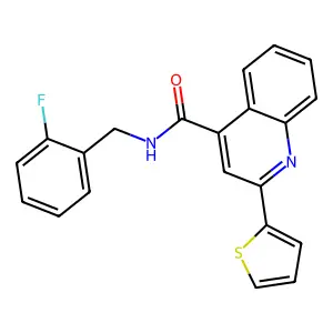 N-[(2-fluorophenyl)methyl]-2-thiophen-2-ylquinoline-4-carboxamide structure
