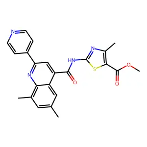 METHYL 2-({[6,8-DIMETHYL-2-(4-PYRIDYL)-4-QUINOLYL]CARBONYL}AMINO)-4-METHYL-1,3-THIAZOLE-5-CARBOXYLATE structure