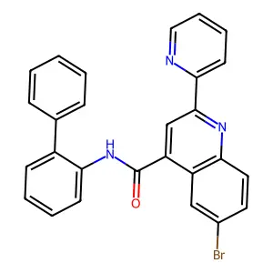 6-bromo-N-(2-phenylphenyl)-2-pyridin-2-ylquinoline-4-carboxamide structure