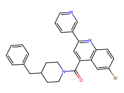 (4-Benzylpiperidin-1-yl)-(6-bromo-2-pyridin-3-ylquinolin-4-yl)methanone structure