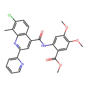 methyl 2-(7-chloro-8-methyl-2-(pyridin-2-yl)quinoline-4-carboxamido)-4,5-dimethoxybenzoate structure
