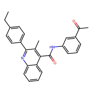 N-(3-acetylphenyl)-2-(4-ethylphenyl)-3-methylquinoline-4-carboxamide structure