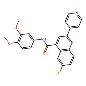 6-bromo-N-(3,4-dimethoxyphenyl)-2-pyridin-4-ylquinoline-4-carboxamide structure
