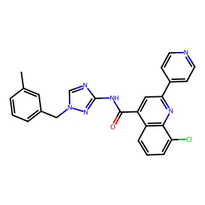 8-chloro-N-{1-[(3-methylphenyl)methyl]-1H-1,2,4-triazol-3-yl}-2-(pyridin-4-yl)quinoline-4-carboxamide structure