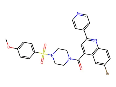 (6-bromo-2-pyridin-4-ylquinolin-4-yl)-[4-(4-methoxyphenyl)sulfonylpiperazin-1-yl]methanone structure