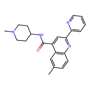 6-methyl-N-(1-methylpiperidin-4-yl)-2-pyridin-2-ylquinoline-4-carboxamide structure
