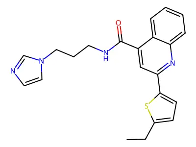 2-(5-ethylthiophen-2-yl)-N-(3-imidazol-1-ylpropyl)quinoline-4-carboxamide structure