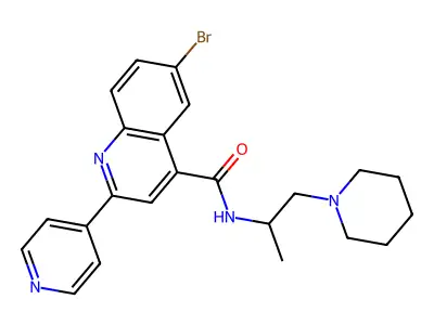 6-bromo-N-(1-piperidin-1-ylpropan-2-yl)-2-pyridin-4-ylquinoline-4-carboxamide structure