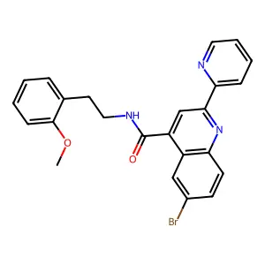 6-bromo-N-[2-(2-methoxyphenyl)ethyl]-2-pyridin-2-ylquinoline-4-carboxamide structure