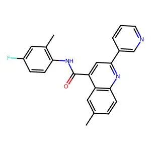 N-(4-fluoro-2-methylphenyl)-6-methyl-2-pyridin-3-ylquinoline-4-carboxamide structure