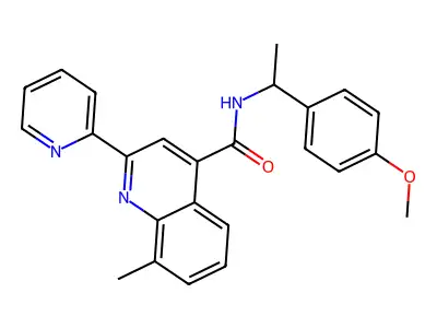 N-[1-(4-methoxyphenyl)ethyl]-8-methyl-2-(pyridin-2-yl)quinoline-4-carboxamide structure