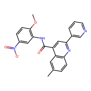 N-(2-methoxy-5-nitrophenyl)-6-methyl-2-pyridin-3-ylquinoline-4-carboxamide structure