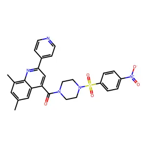 (6,8-dimethyl-2-pyridin-4-ylquinolin-4-yl)-[4-(4-nitrophenyl)sulfonylpiperazin-1-yl]methanone structure