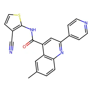 N-(3-cyanothiophen-2-yl)-6-methyl-2-pyridin-4-ylquinoline-4-carboxamide structure