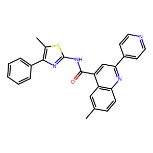 6-methyl-N-(5-methyl-4-phenyl-1,3-thiazol-2-yl)-2-(pyridin-4-yl)quinoline-4-carboxamide structure