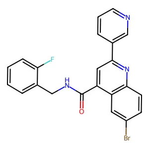 6-bromo-N-[(2-fluorophenyl)methyl]-2-pyridin-3-ylquinoline-4-carboxamide structure